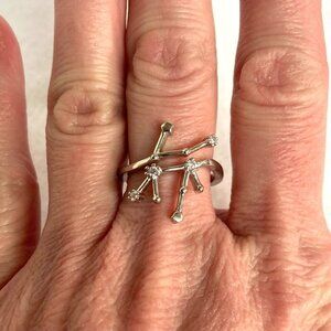 Sterling Silver 925 Star Sign Zodiac Virgo Constellation CZ Band Ring Sz 7.5